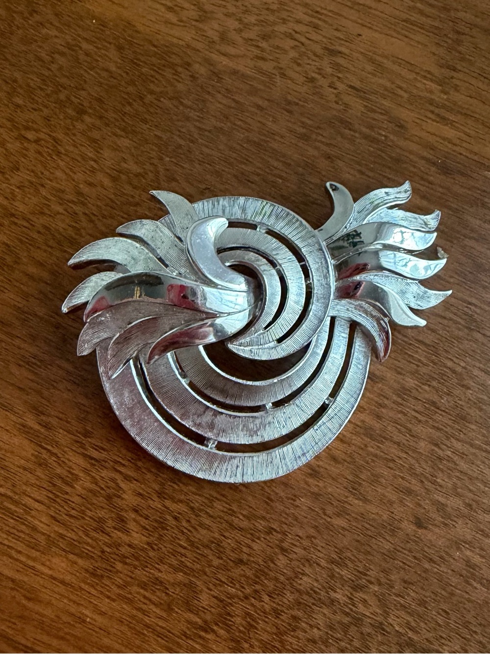Trifari Silver-Tone Spiral Wing Brooch - Elegant Jewelry